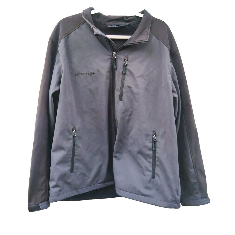 Swiss Tech Jacket XL 46-48 Carbon Gray Black Full Zip Soft Shell SM46640Y Warm